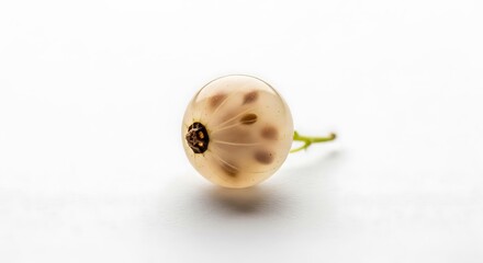 Single White Currant Berry Macro Shot on White Background