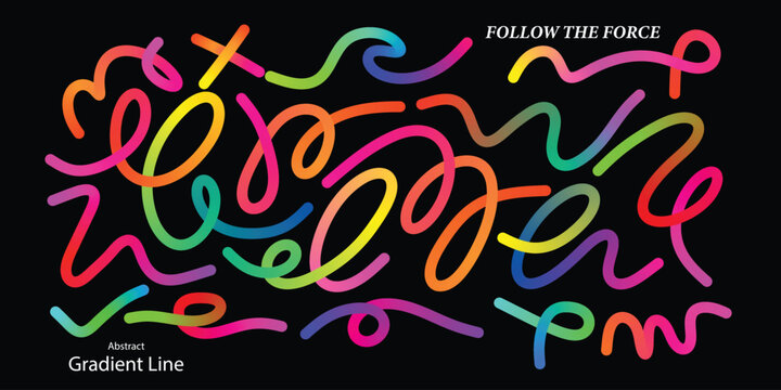 Colorful abstract doodle art with vibrant neon lines vector illustration