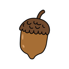 Acorn cartoon icon with black outline on white background.
