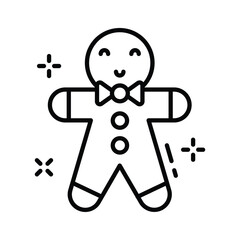 Gingerbread man cookie outline vector design in modern style