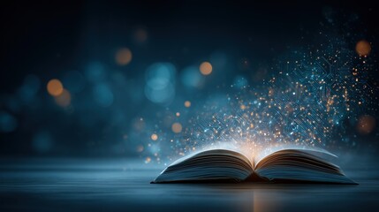 An open book with pages turning into digital circuit patterns, representing the integration of technology and knowledge in education.