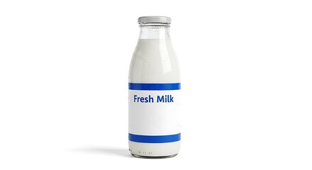 Fresh Milk Glass Bottle with Label and Condensation