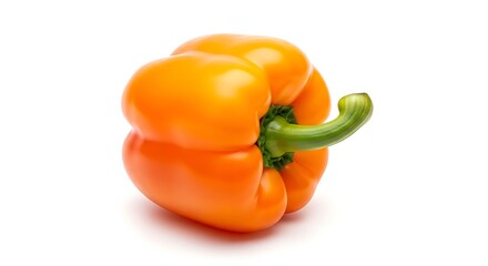 Fresh Orange Bell Pepper Isolated on White Background