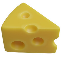 Cheese mockup in bright yellow color, showcasing holes and a bite taken out for display purpose