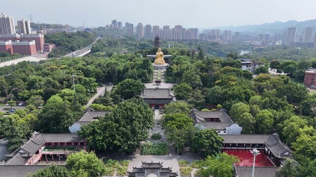 Huayan Temple Aerial View, Chongqing China - Scenic Buddhist Heritage Site