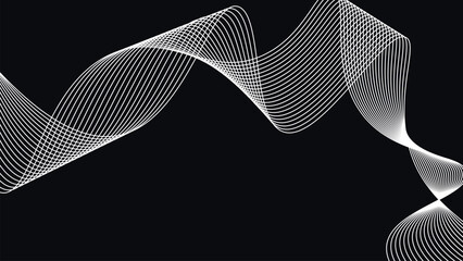 Elegant abstract wave line composition on dark background flowing linear pattern