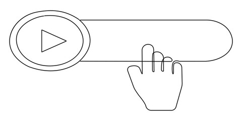 Mouse pointer clicking on a subscribe button with an extended index finger, encouraging users to follow and stay updated on the latest online content  continuous one line drawing
