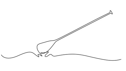 Video. Canoe paddle continuous one line drawing animation. Full length single line art 4k animation, Animated self drawing of continuous line draw canoe trails and rafting club with kayaking equipment