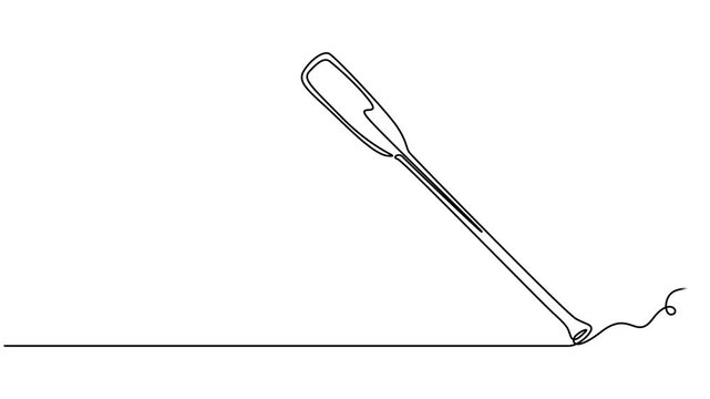 Video. Canoe paddle continuous one line drawing animation. Full length single line art 4k animation, Animated self drawing of continuous line draw canoe trails and rafting club with kayaking equipment