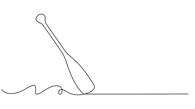 Video. Canoe paddle continuous one line drawing animation. Full length single line art 4k animation, Animated self drawing of continuous line draw canoe trails and rafting club with kayaking equipment