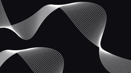 Flowing abstract wave line pattern with smooth geometric curves and elegant linear motion across a dark futuristic background