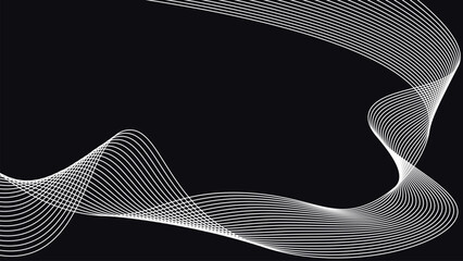 Elegant abstract ribbon style wave lines forming smooth flowing curves and geometric motion across a dark minimal background