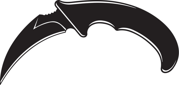 Silhouette of a curved karambit knife blade weapon