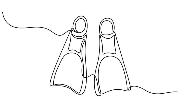 save - one time, One continuous line drawing wetsuit, swimsuit, regulator, oxygen, mask, snorkel goggle and fins. Water sport scuba diving equipment concept. Dynamic single line draw design vector 