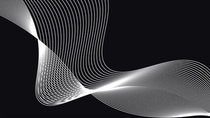 Abstract flowing wave structure with smooth geometric line curves and elegant linear motion forming dynamic ribbon shapes on a dark background