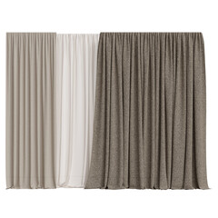 Curtain mockup with three styles in neutral and textured colors for interior design projects