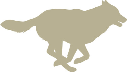 Running Wolf Silhouette – Isolated on Transparent Background Fast Wild Predator Animal Vector