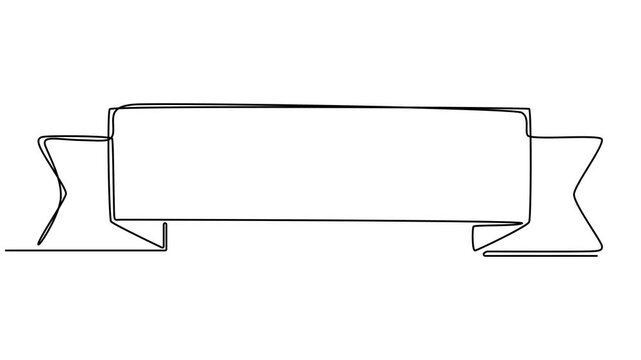 ribbon continuous one line drawing animation, Animated self drawing of continuous line draw of Medal ribbon banner. Full length one line animation. 4K, Self drawing line animation Bow tie continuous