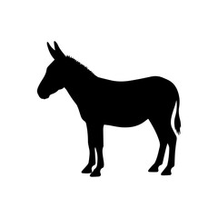 Obraz premium A simple, clean black vector silhouette of a donkey in a side profile. Ideal for farm, transport, or stubbornness themes.