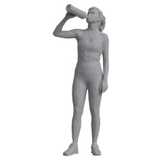 Fitness model enjoying drink from bottle in athletic pose showcasing health and wellness lifestyle