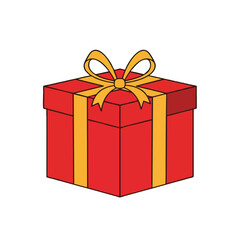 Obraz premium Red Gift Box with Golden Bow