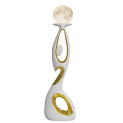 Modern mockup of creative lamp with moon design and unique shape in white and gold colors