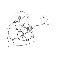 Father tenderly holding and kissing his sleeping baby