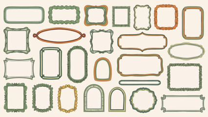 Obraz premium A comprehensive assortment of ornate vintage frames and decorative borders in various shapes and sizes, ideal for enhancing designs, photos, or text with an elegant, retro aesthetic