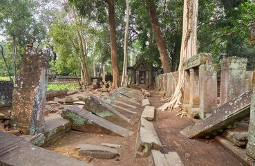 Prasat Thom at the ancient Khmer capital of Koh Ker, known for its unique pyramid
