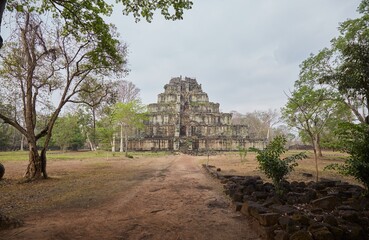 Prasat Thom at the ancient Khmer capital of Koh Ker, known for its unique pyramid