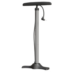 Stand-up inflatable paddle board pump mockup showing tall gray design with nozzles and sturdy base for easy use