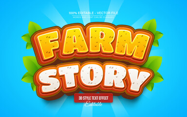 Farm Story 3D Text Effect Editable Vector Style