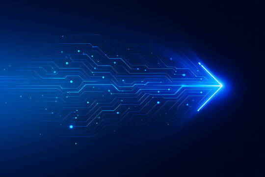 Futuristic technology blue circuit board lines and abstract digital network space design - Powered by Adobe