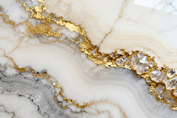 Luxury Marble Art, Gold Accents, Crystals, Decorative Design, Natural Stone, Elegant Aesthetics