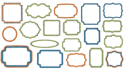 Collection of Decorative Frames in Various Shapes and Styles for Design Elements