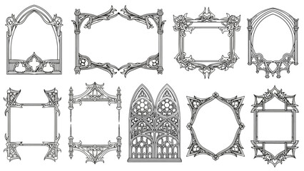 Collection of Ornate Gothic Style Decorative Frames and Borders for Design Projects