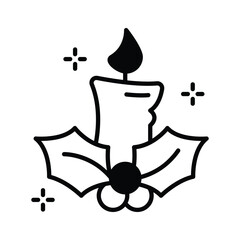 Ready to use glyph style icon of burning christmas candle