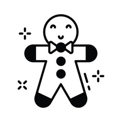 Gingerbread man cookie glyph vector design in modern style