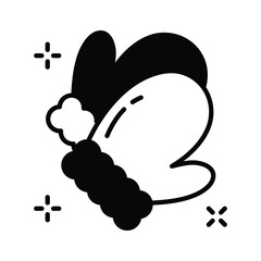 Trendy glyph icon of mittens, perfect for cold weather.