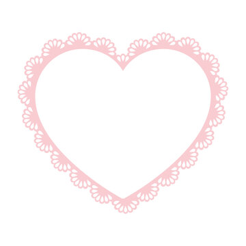 Simple pink lace frame, heart tag, label