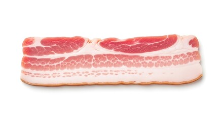 Raw Bacon Slice Isolated on White Background