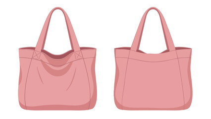 Vector illustration showcasing two different views of a stylish pink tote bag design for shopping and everyday use created with vector graphics