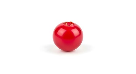 Single Fresh Red Cranberry on White Background