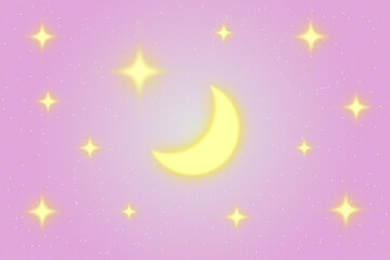 Fototapeta premium soft stars and moon kawaii background