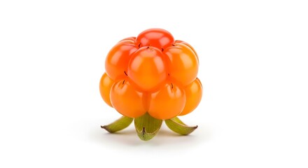 Single Ripe Cloudberry on White Background