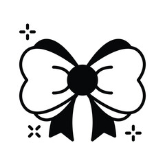 Decorative bow glyph icon, perfect for adding a festive touch.