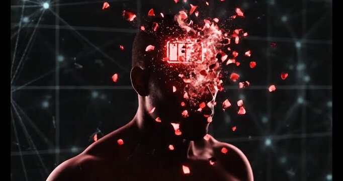 Dynamic Human Energy Cycle - From Full Charge to Intense Thought and Burnout Depletion.
