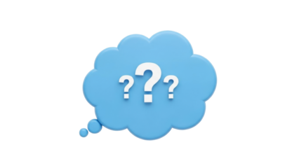 Isolated thought bubble with question marks asks a question, seeks an answer or solution