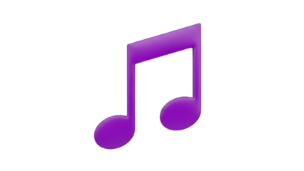Purple eighth note symbol isolated on a transparent background