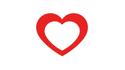 Red heart outline on black isolated on a transparent background